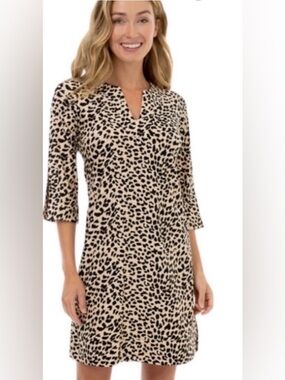 Jude Connally‎ Dress Ruffle Sleeve Megan Leopard Print Large Business Casual